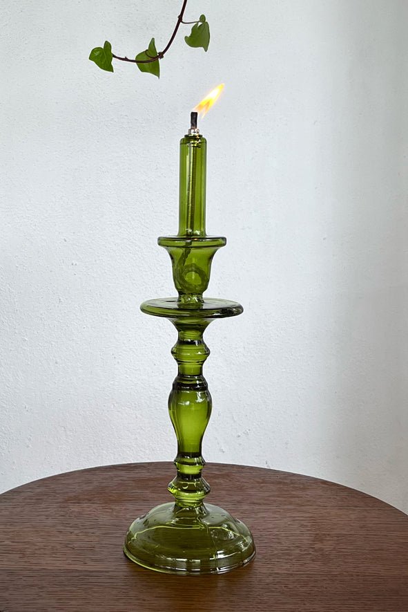 Candelabro De Aceite Verde Pequeño