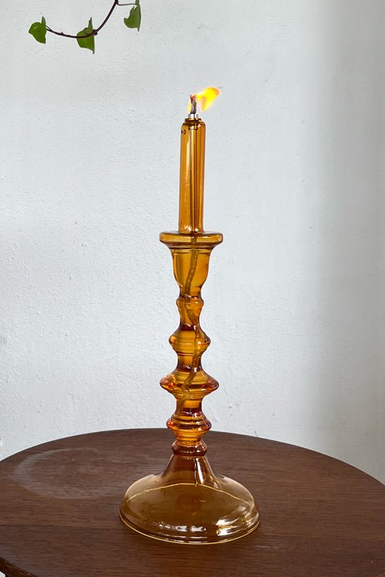 Candelabro De Aceite Ámbar Grande