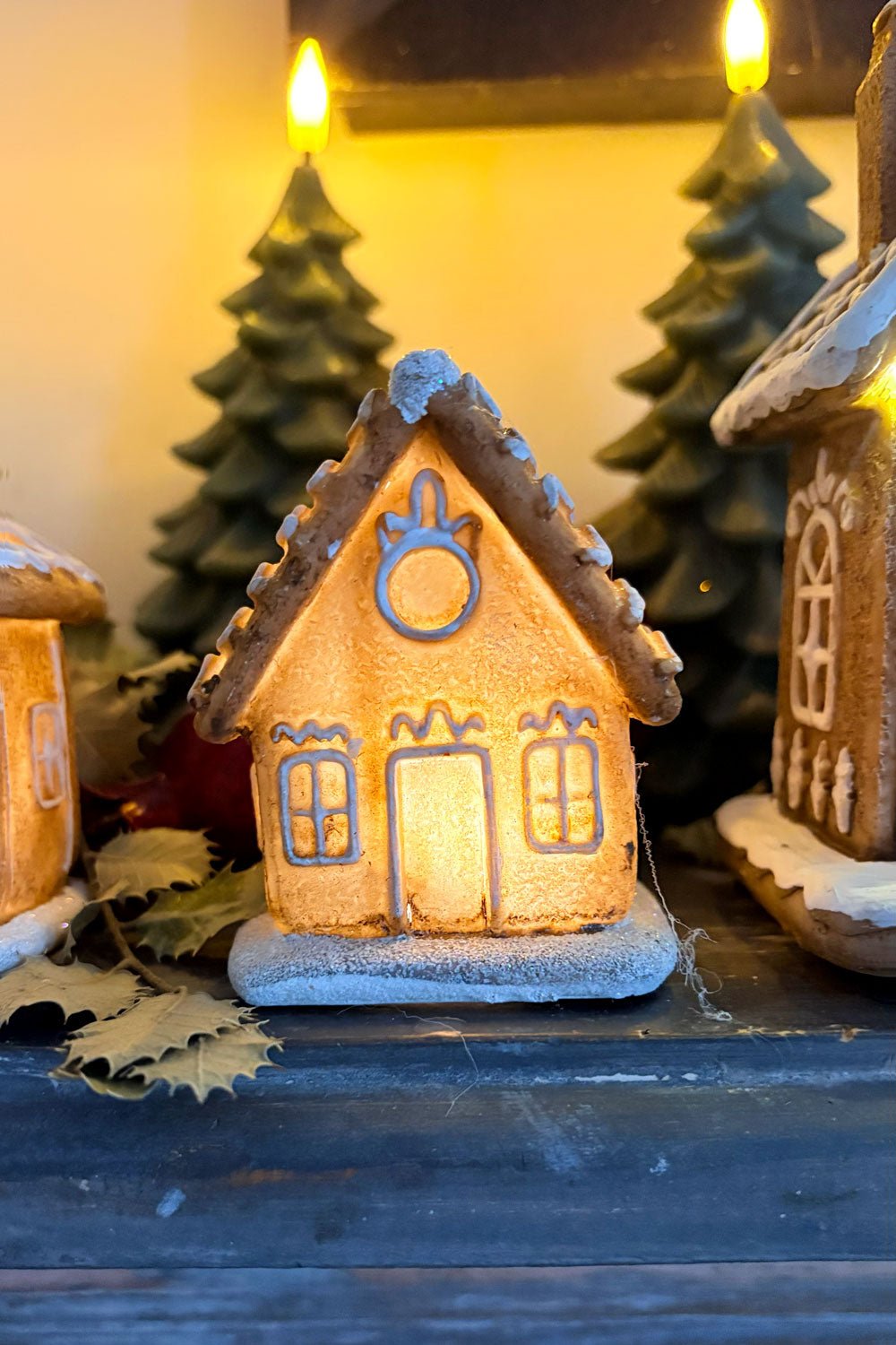 Collare Per Albero Di Natale A LED Con Motivo Casa Illuminata - Decorazione Natalizia Con Luci A Batteria