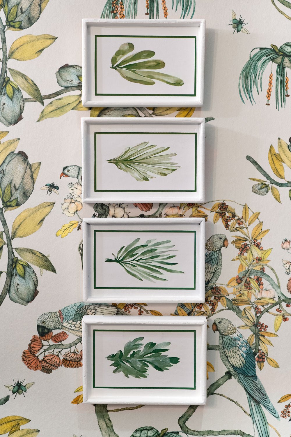 Set 4 Cuadros Con Diseño De Hojas Verdes Vertical Cristina Oria