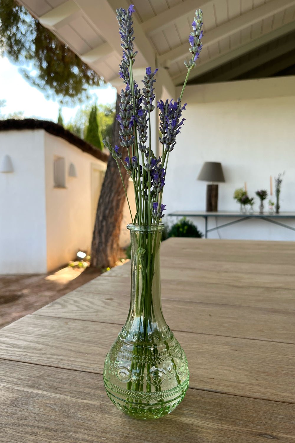 Florero De Cristal Con Diseño París Verde Claro para Decorar