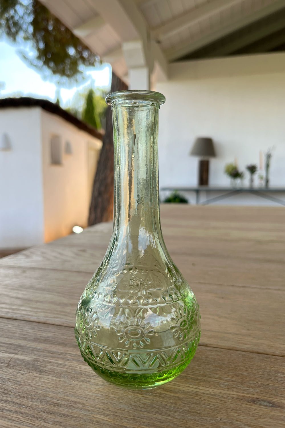 Florero De Cristal Con Diseño París Verde Claro Soles