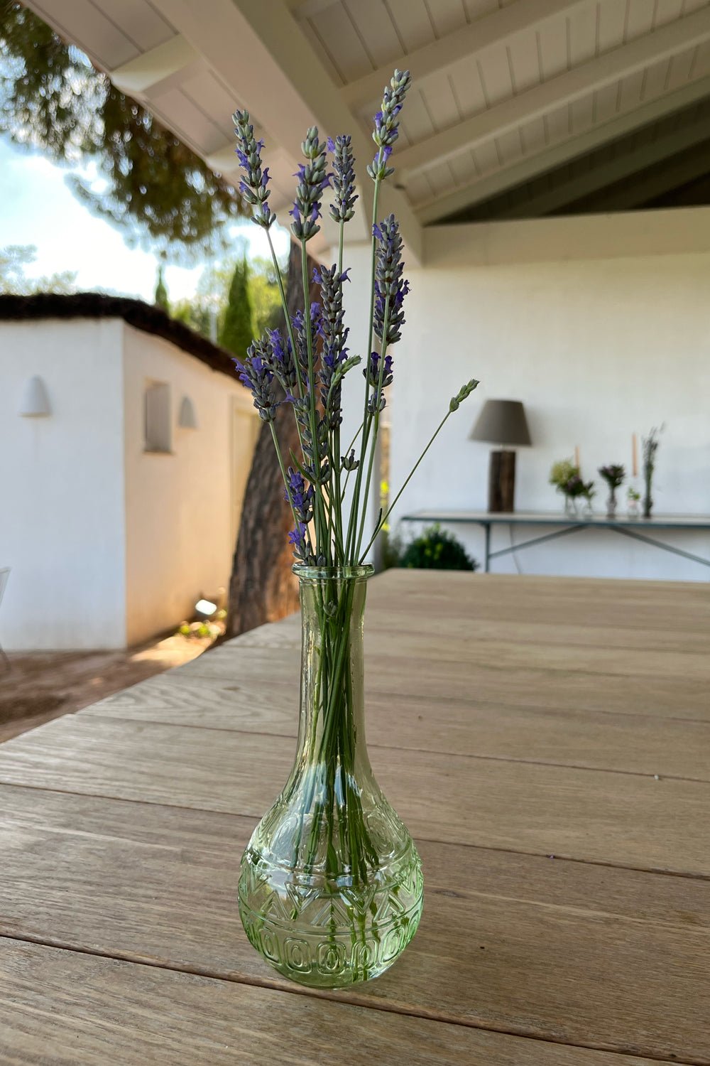 Florero De Cristal Con Diseño París Verde Claro Triángulos para Decorar