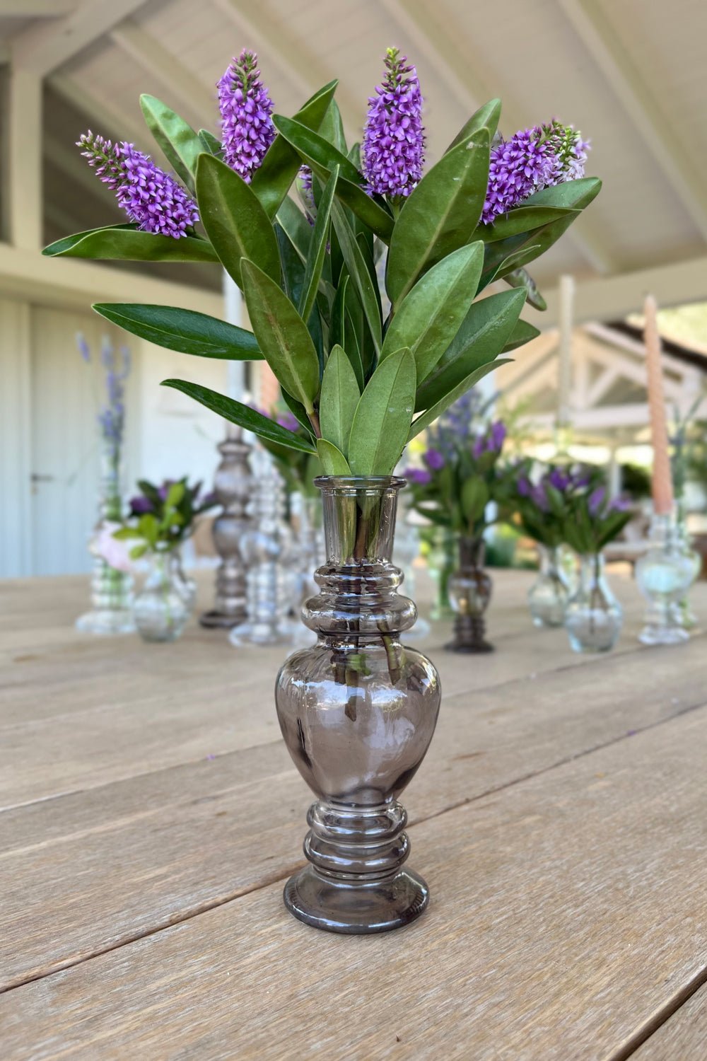 Florero De Cristal Con Diseño Venecia Gris Grande