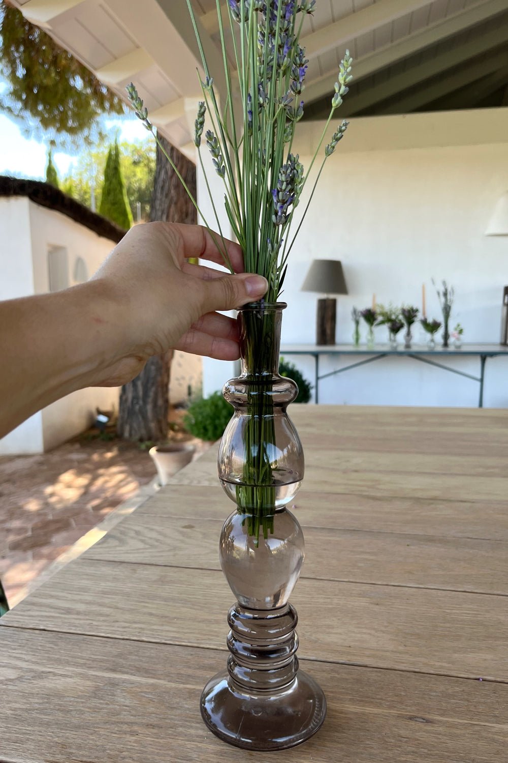 Florero De Cristal Con Diseño Florencia Gris Grande