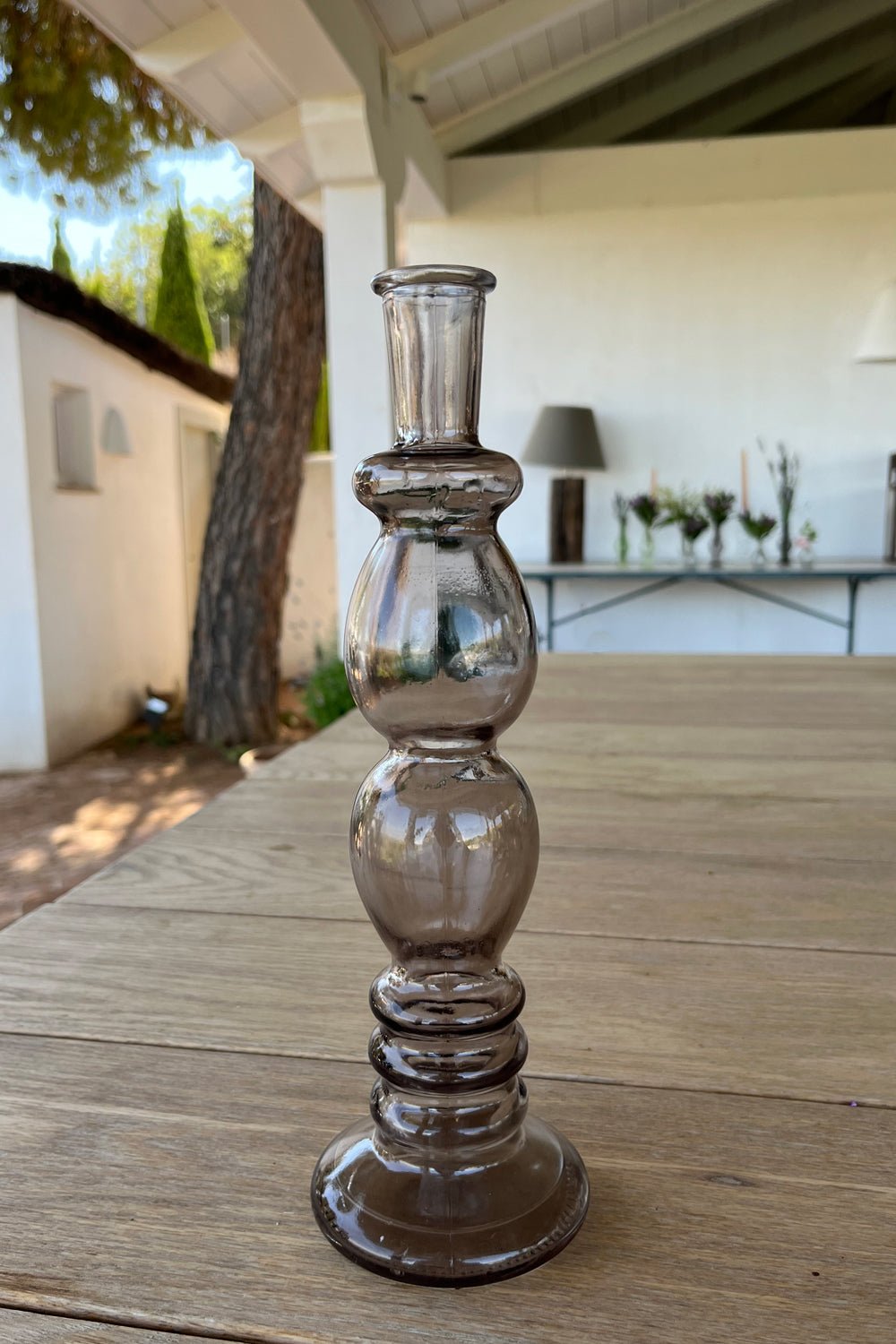 Florero De Cristal Con Diseño Florencia Gris Grande