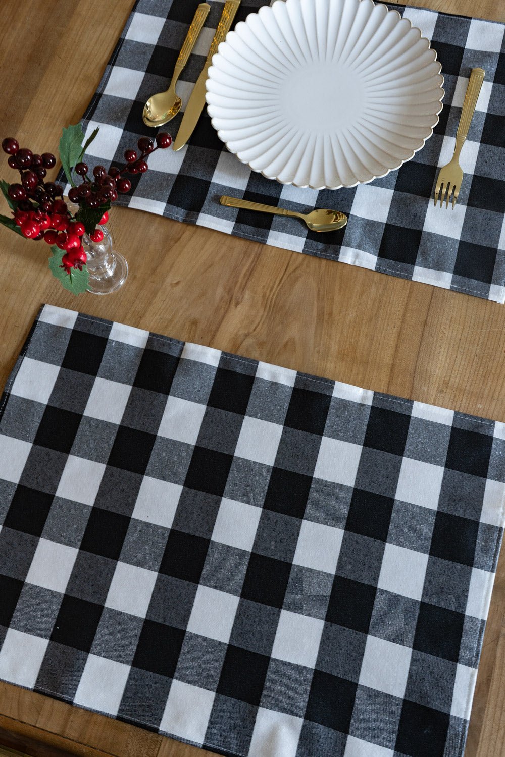 Set 2 Manteles Individuales Con Diseño Vichy Negro Cristina Oria