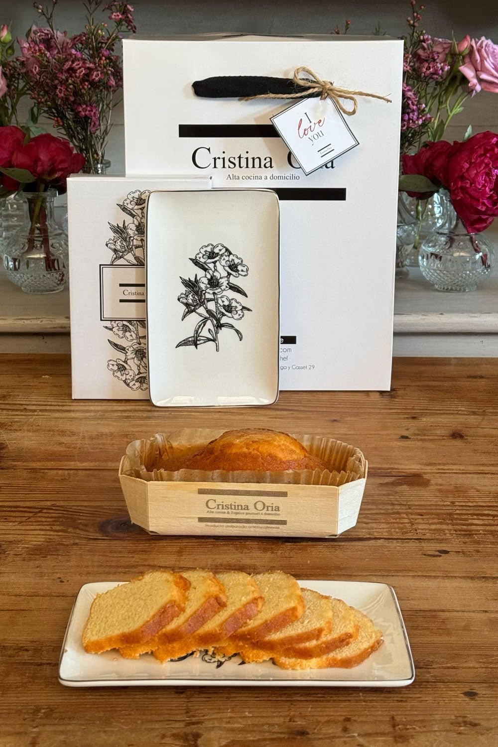 Bolsa Bizcocho & Bandeja Diseño Flor Especial San Valentín Cristina Oria