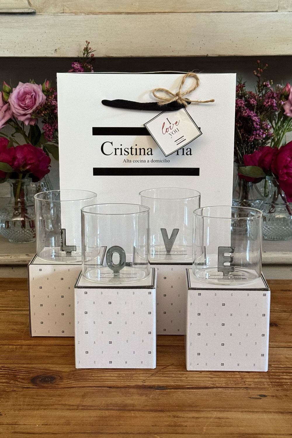 Bolsa "Love" Vasos Iniciales Especial San Valentín Cristina Oria