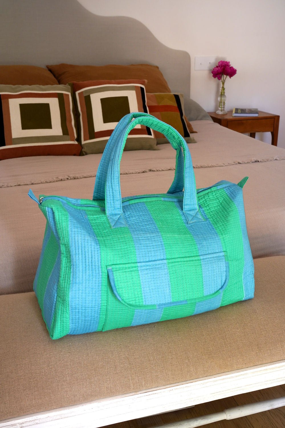 Bolsa De Viaje Rayas Azules Y Verdes Cristina Oria