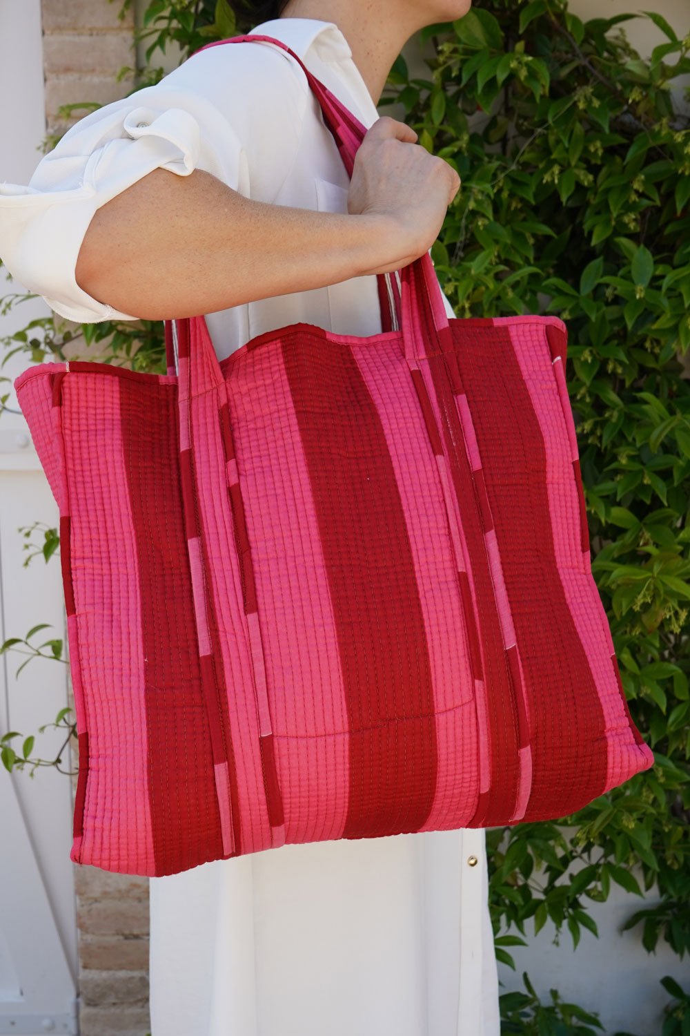 Bolsa Rayas Rosas Y Rojas Cristina Oria