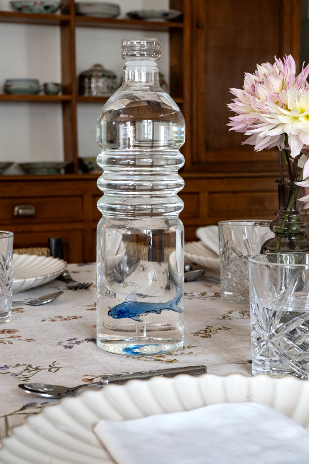 Botella De Cristal Con Figura Tiburón Cristina Oria