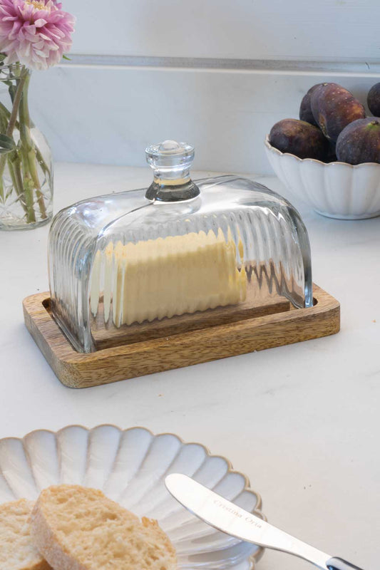 Mantequillero con tapa de cristal cristina oria