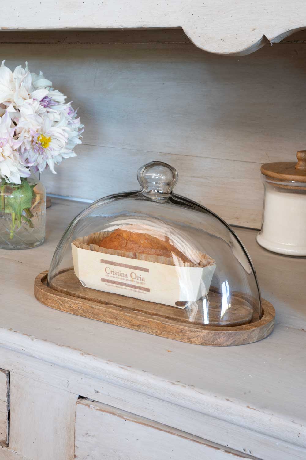 Quesera oval con tapa de cristal cristina oria