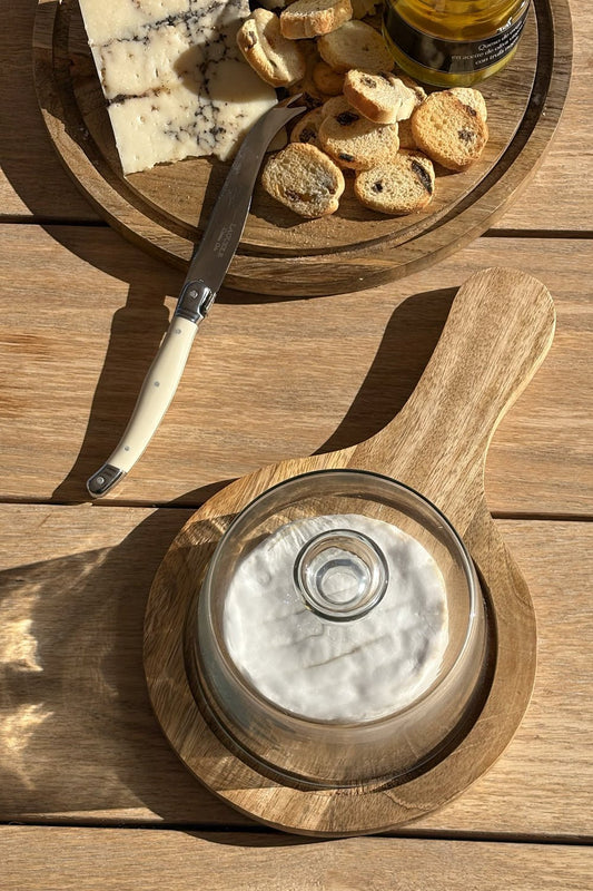 Quesera Redonda Con Mango Y Tapa De Cristal Cristina Oria