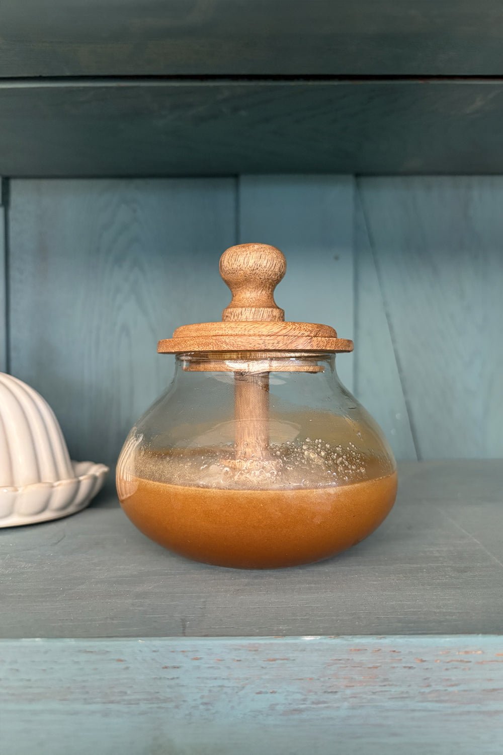 Tarro De Cristal Para Miel Con Tapa Y Cuchara De Madera Cristina Oria