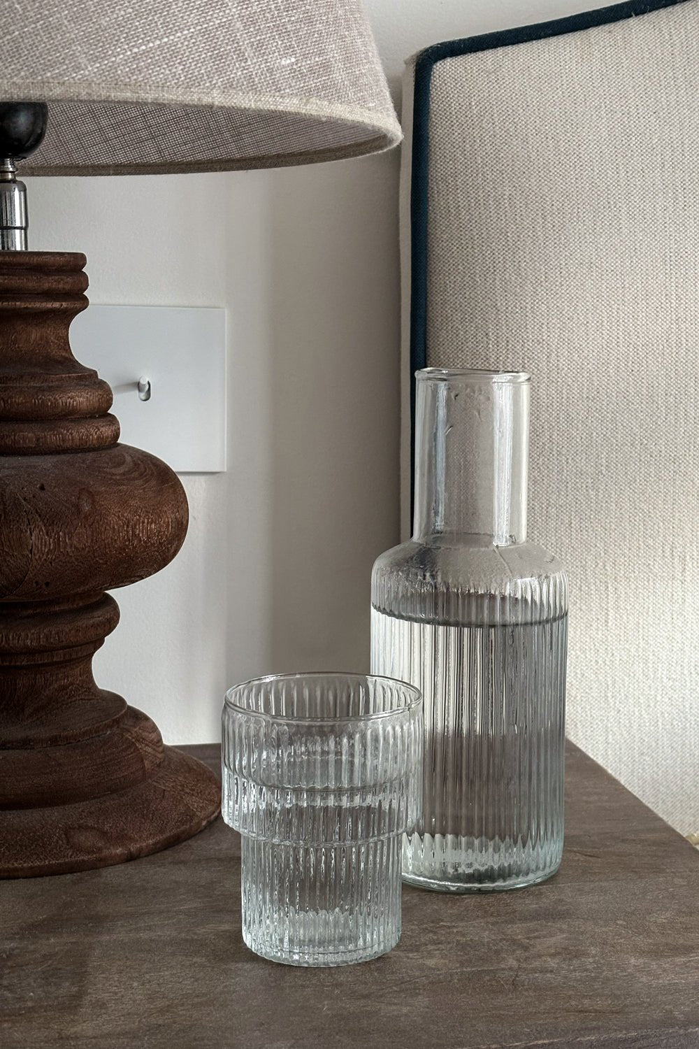 Set De Jarra Y Vaso De Cristal Tallado Cristina Oria