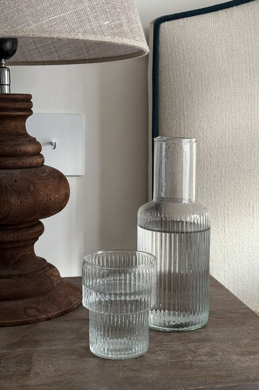 Set De Jarra Y Vaso De Cristal Tallado Cristina Oria