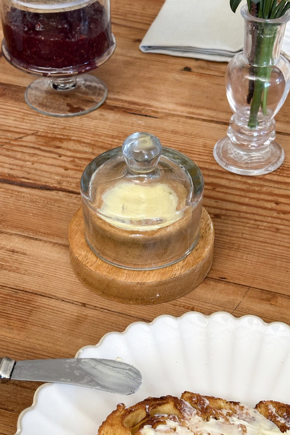 Mantequillero Redondo Con Tapa De Cristal Cristina Oria