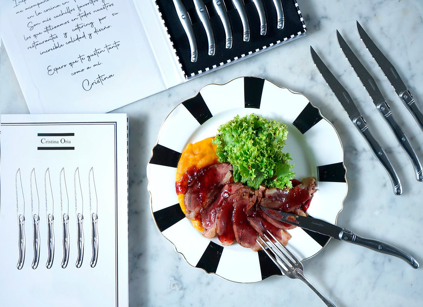 Coffret de 6 couteaux à viande en acier