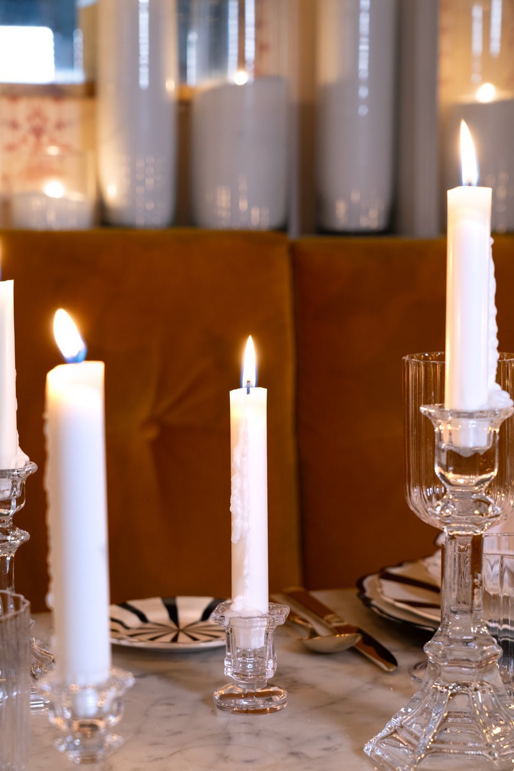 Set De 2 Candelabros De Cristal Minis & Velas LED