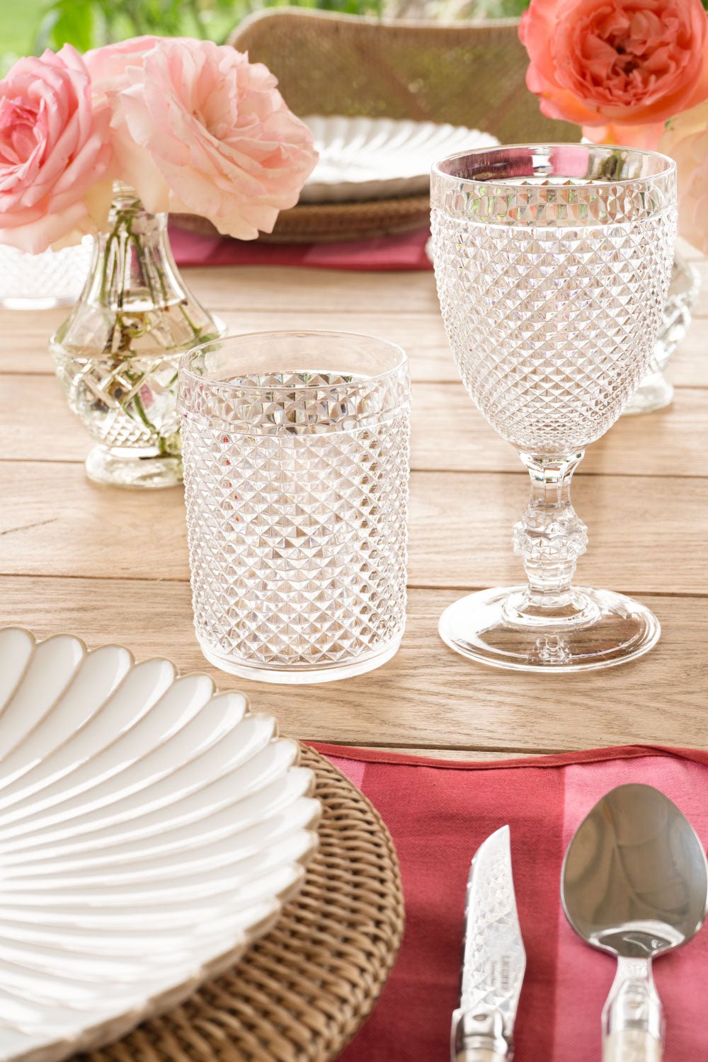 Detalle Vaso Set 12 Piezas Cristalería Acrílica Picos Transparente Cristina Oria