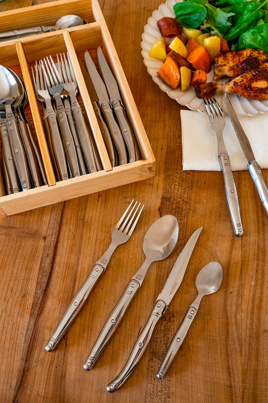 Cubertería Plateada 24 Piezas Cristina Oria En Caja De Madera