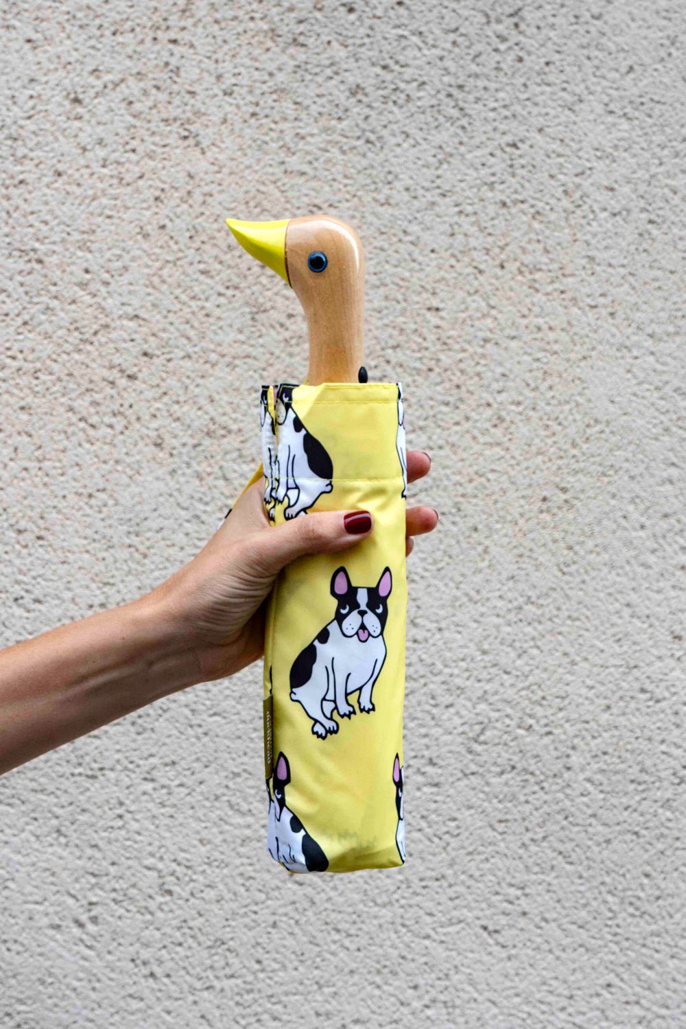 Paraguas Con Diseño De Bulldogs Y Mango Con Cabeza De Pato Cristina Oria
