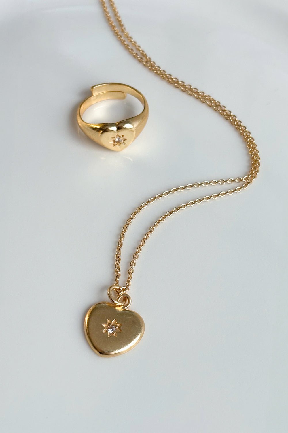 Combinación Collar & Anillo Diseño Corazón Cristina Oria