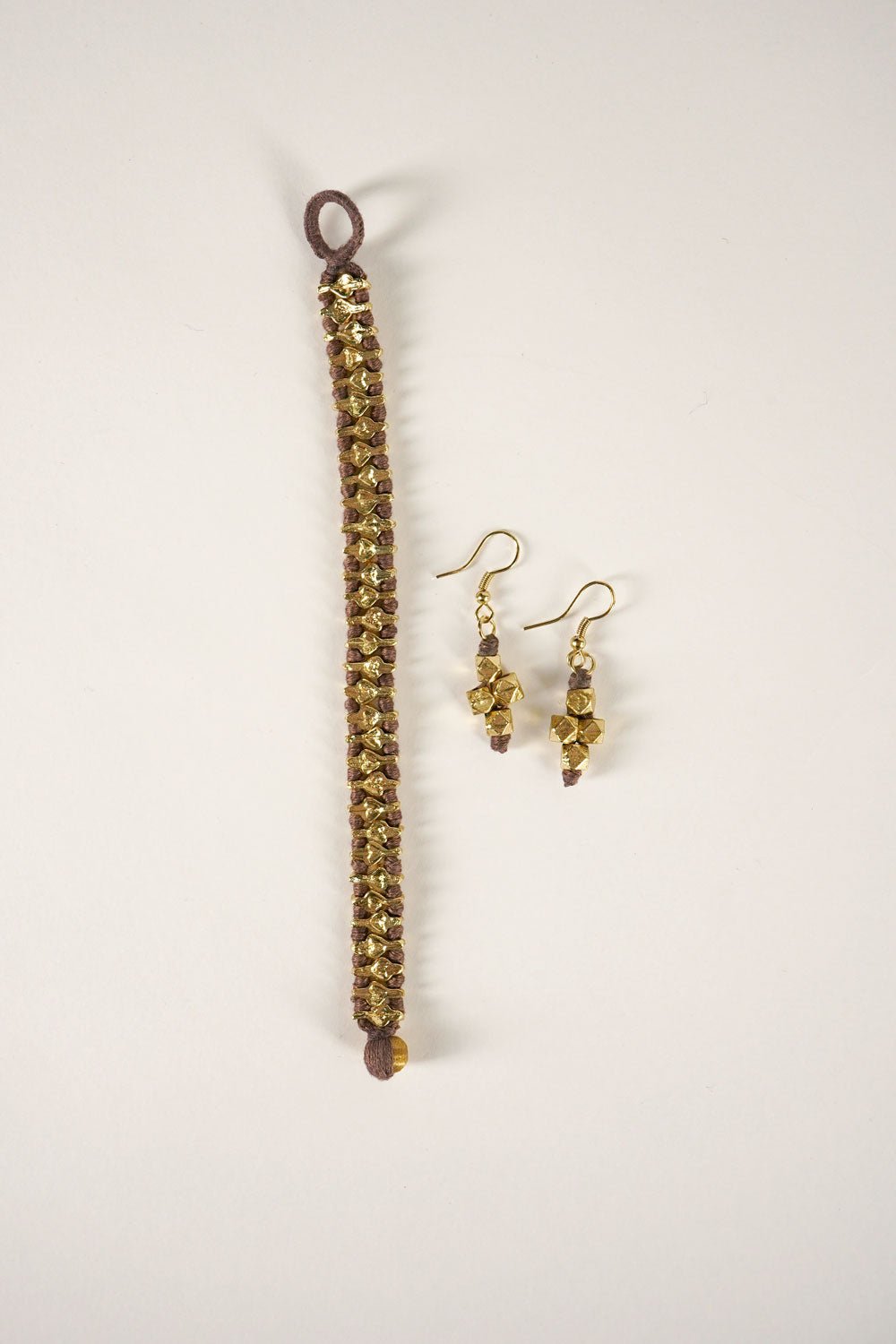 Combinación Pulsera & Pendientes Dorados Y Marrones Cristina Oria