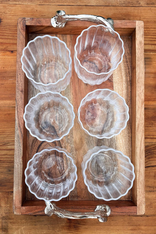 Bandeja Rectangular De Madera Con Asas Plateadas Cuernos Ciervo Cristina Oria