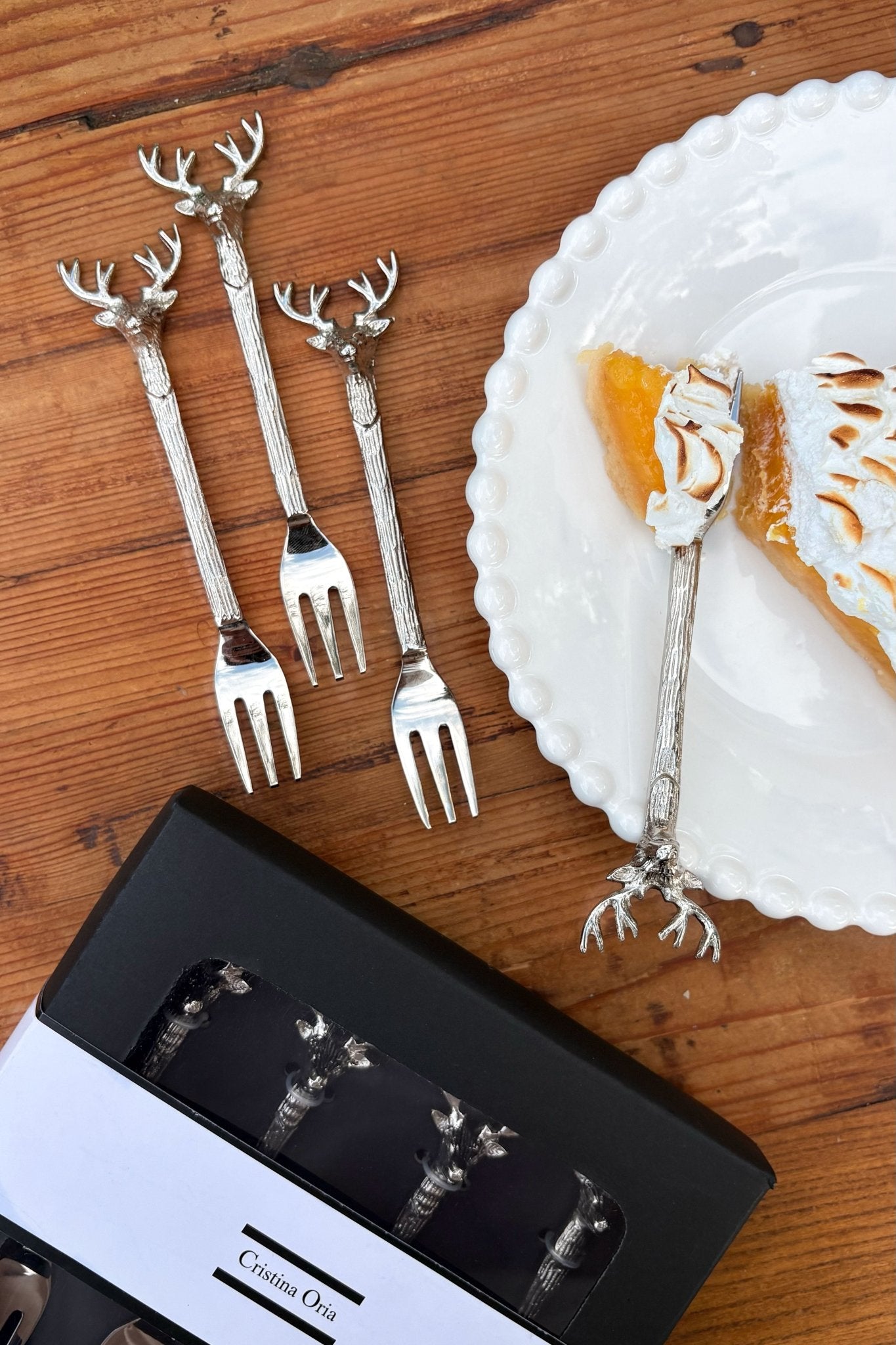 Detalle Set De 4 Tenedores Con Diseño De Ciervo Cristina Oria