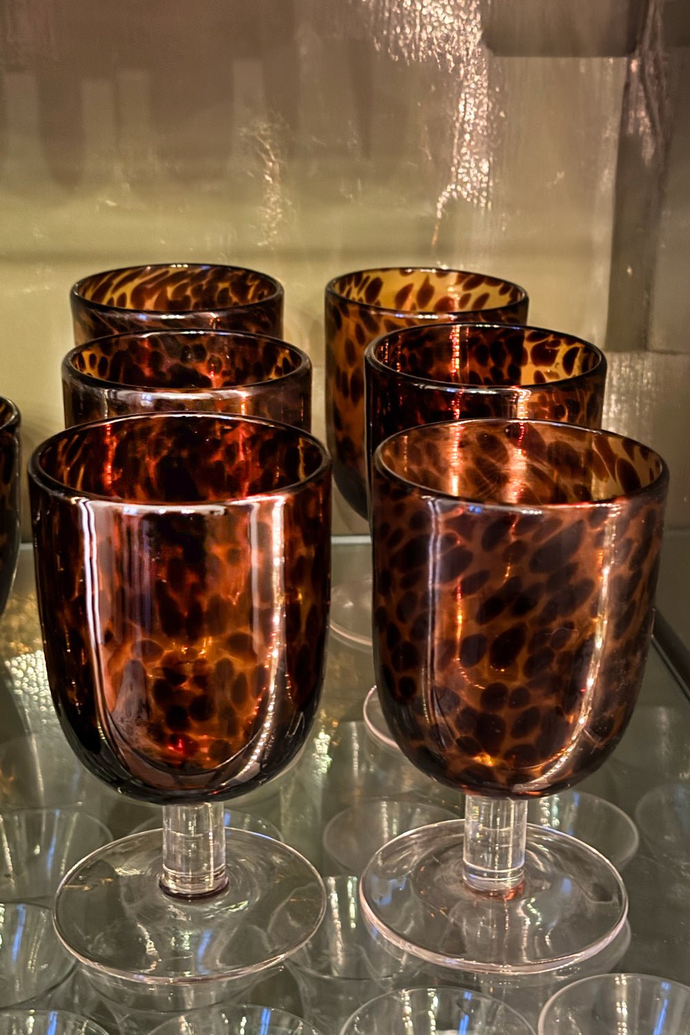 Set 6 Copas De Cristal Con Diseño Moteado Ámbar Cristina Oria