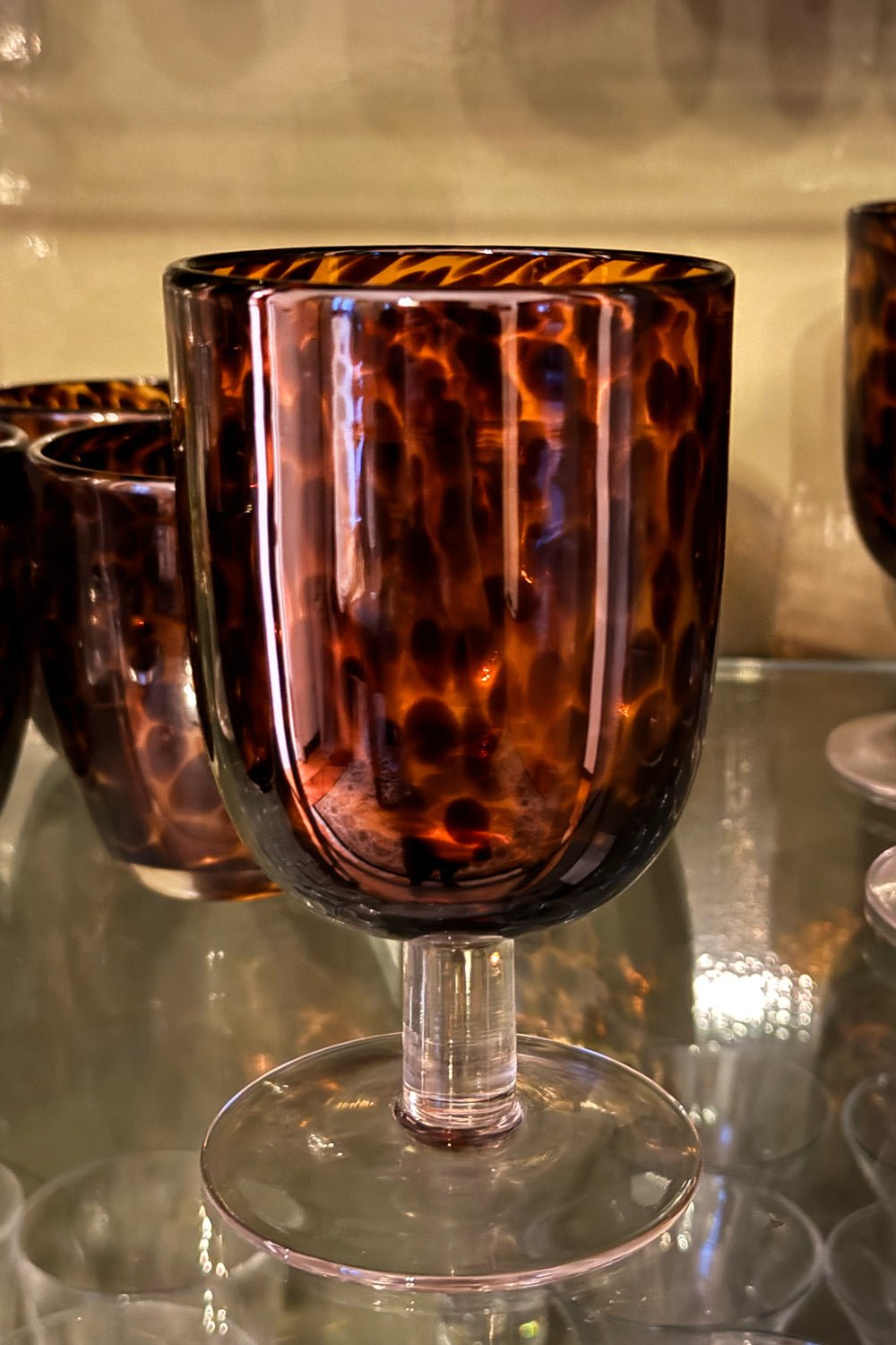Copa De Cristal Con Diseño Moteado Ámbar Cristina Oria