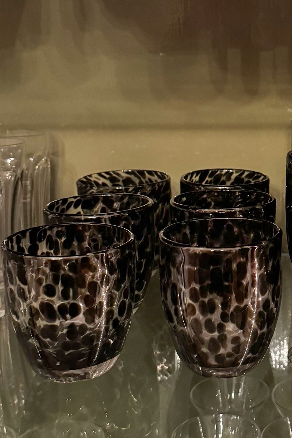 Set 6 Vasos De Cristal Con Diseño Moteado Negro Cristina Oria
