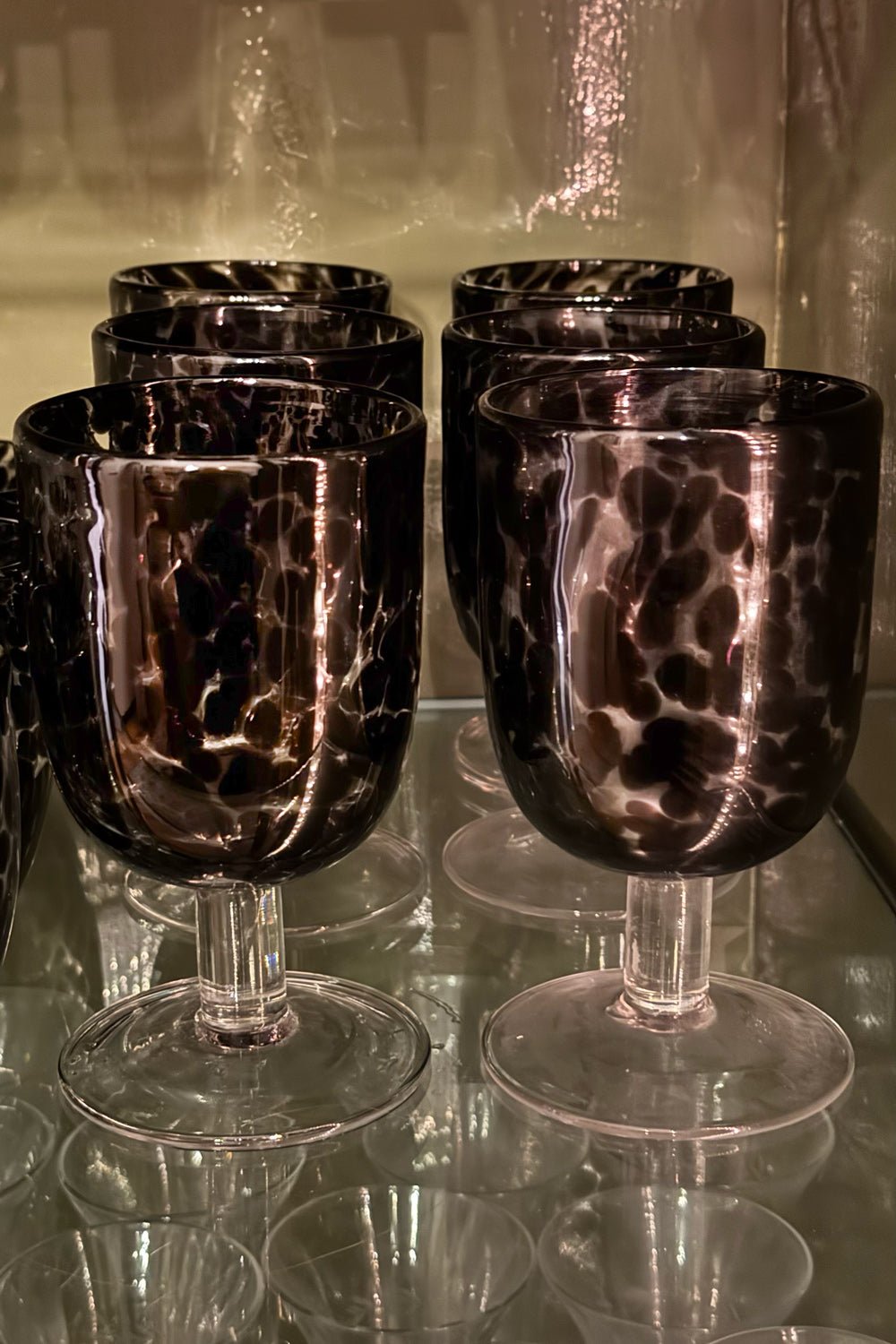 Set 6 Copas De Cristal Con Diseño Moteado Negro Cristina Oria