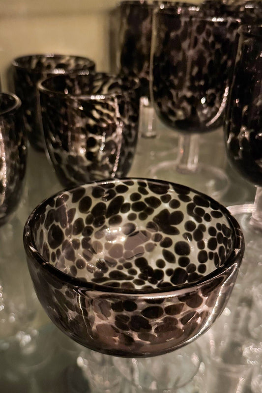 Cuenco De Cristal Con Diseño Moteado Negro Cristina Oria