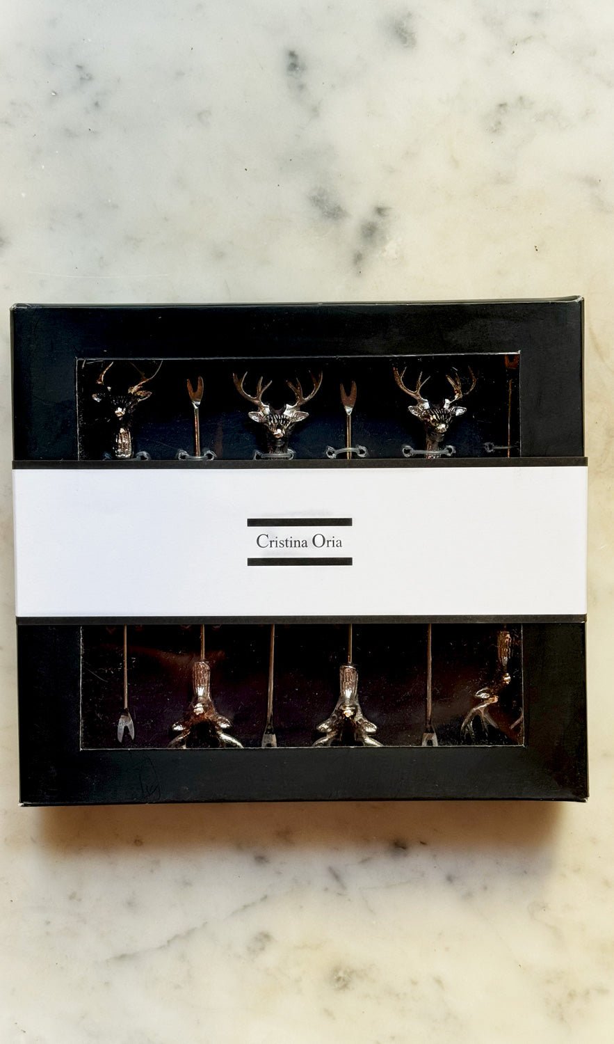 Detalle Set De 6 Tenedores Especiales Aperitivo Con Diseño De Ciervo Cristina Oria