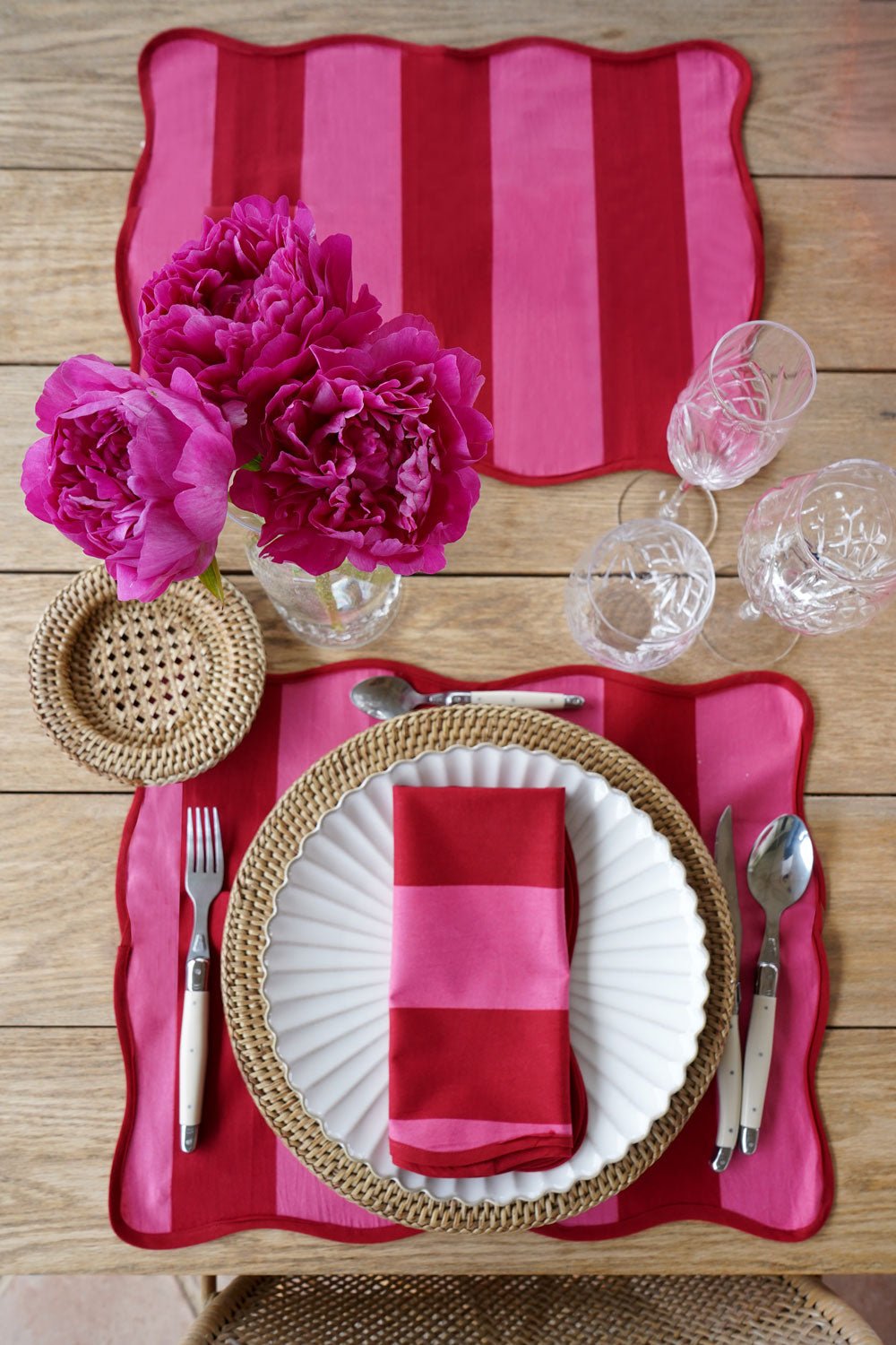 Mantel Individual Rayas Rosas Y Rojas Cristina Oria