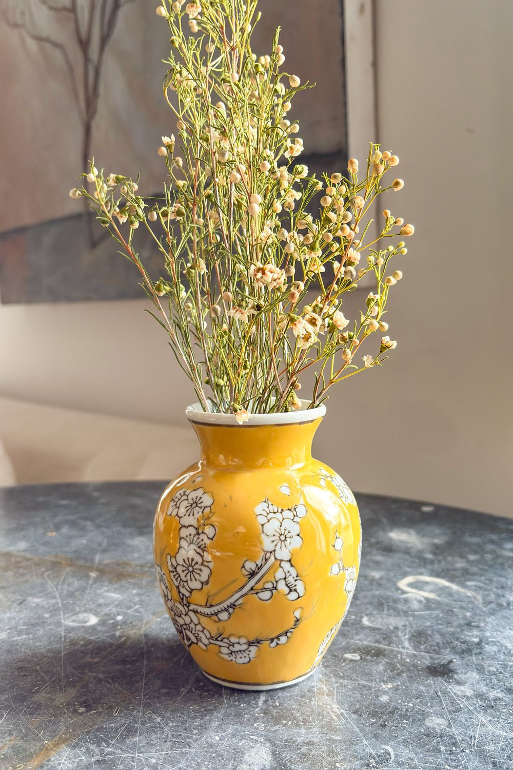 Florero De Porcelana Amarillo Diseño Sakura Cristina Oria