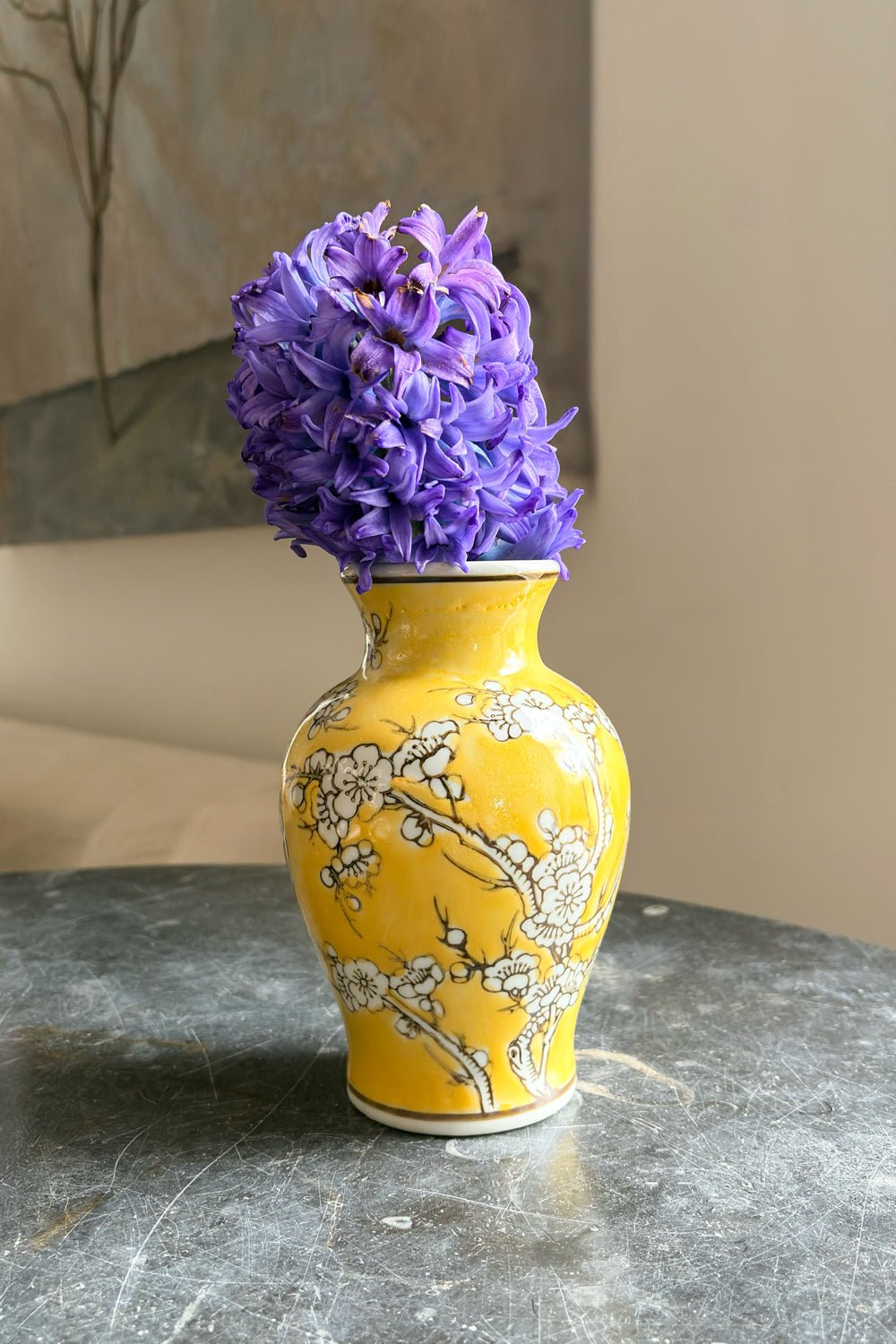Florero De Porcelana Amarillo Diseño Ume Cristina Oria