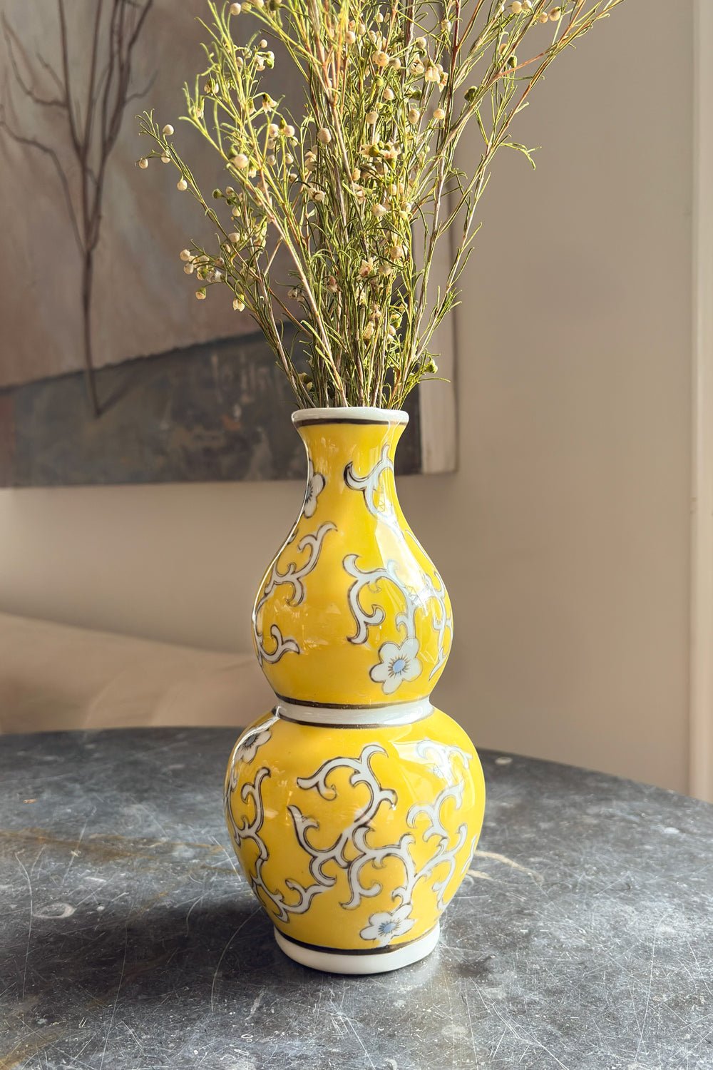 Florero De Porcelana Amarillo Diseño Sumire Cristina Oria