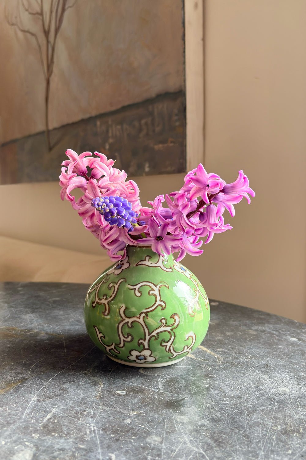 Florero De Porcelana Verde Diseño Lian Cristina Oria