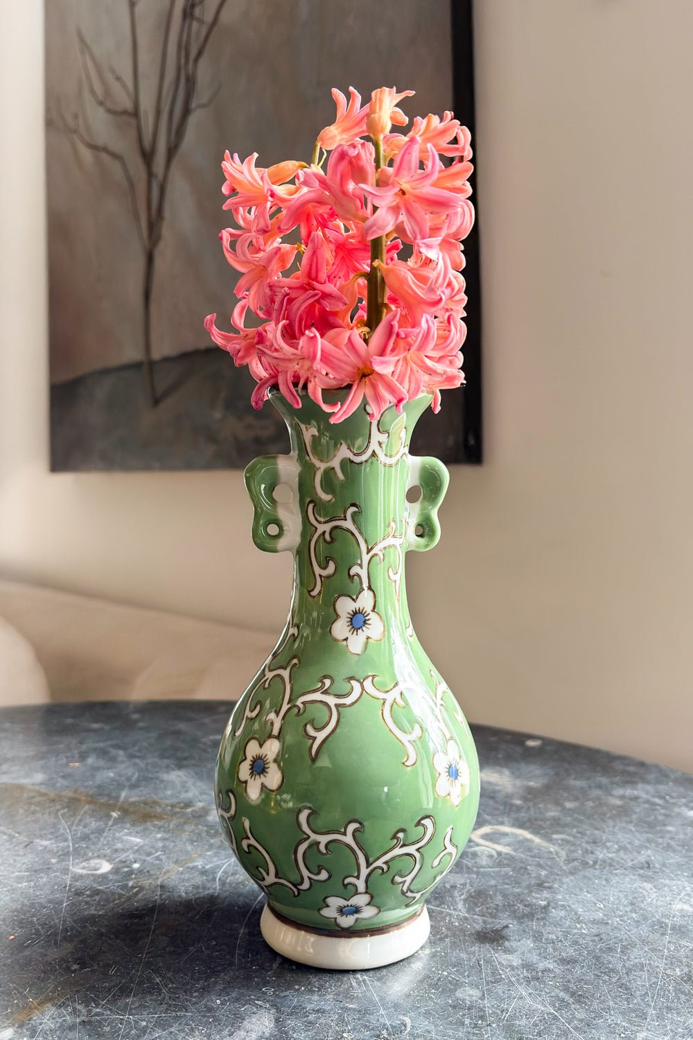 Florero De Porcelana Verde Diseño Tsubaki Cristina Oria