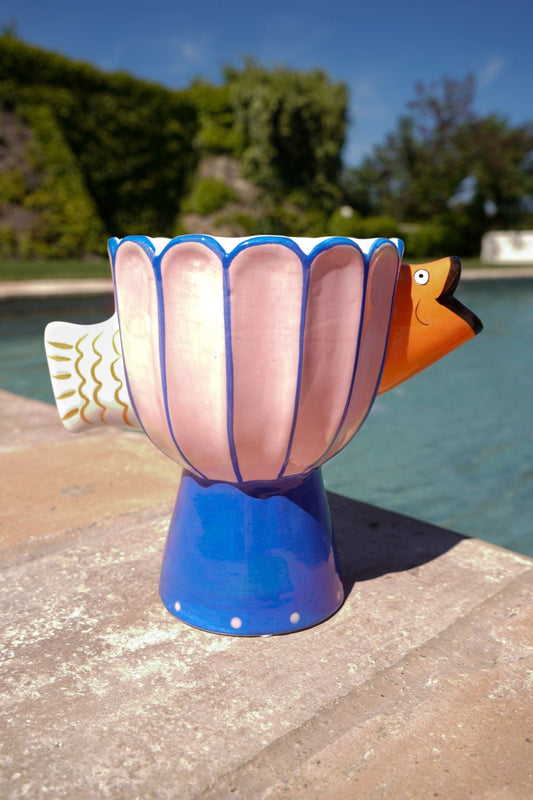 Jarrón Rosa Con Pez Naranja Cristina Oria