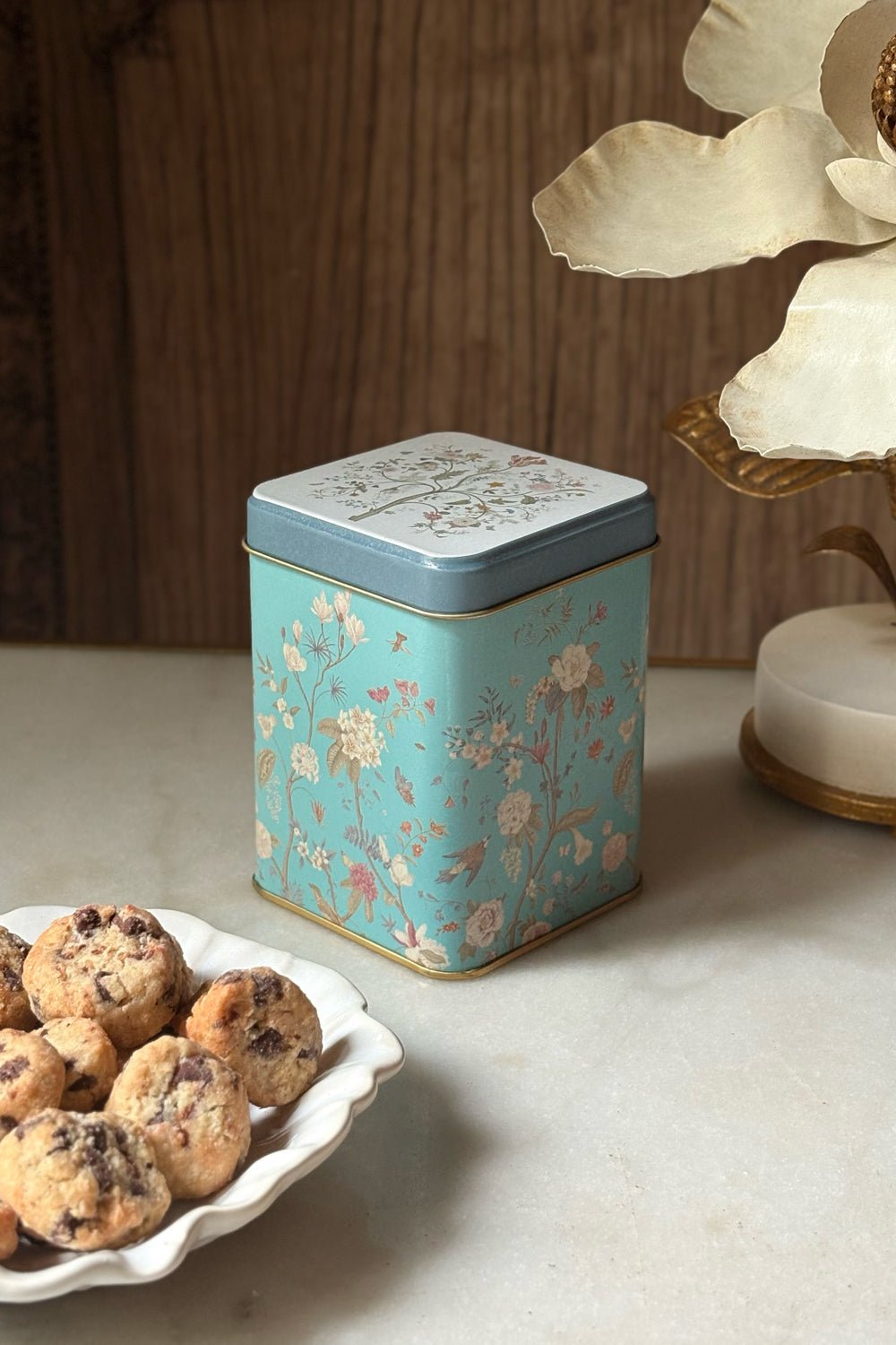 Lata Flores Azul & Cookies Especial Día De La Madre Cristina Oria