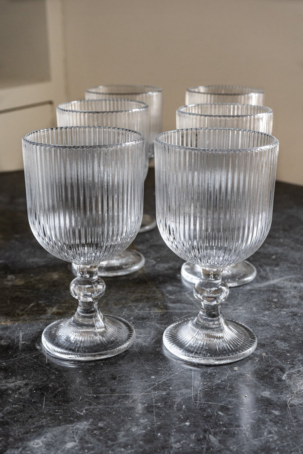 Set De 6 Copas De Cristal Talladas Transparentes Cristina Oria
