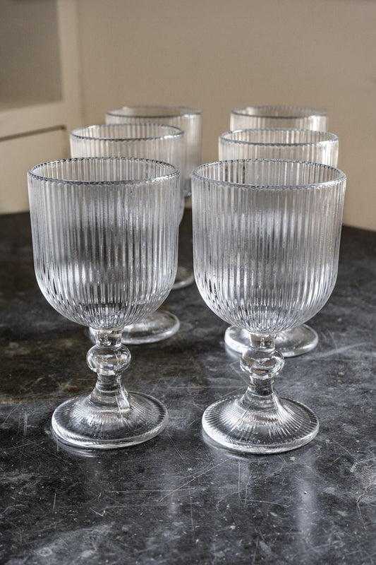 Set De 6 Copas De Cristal Talladas Transparentes Cristina Oria