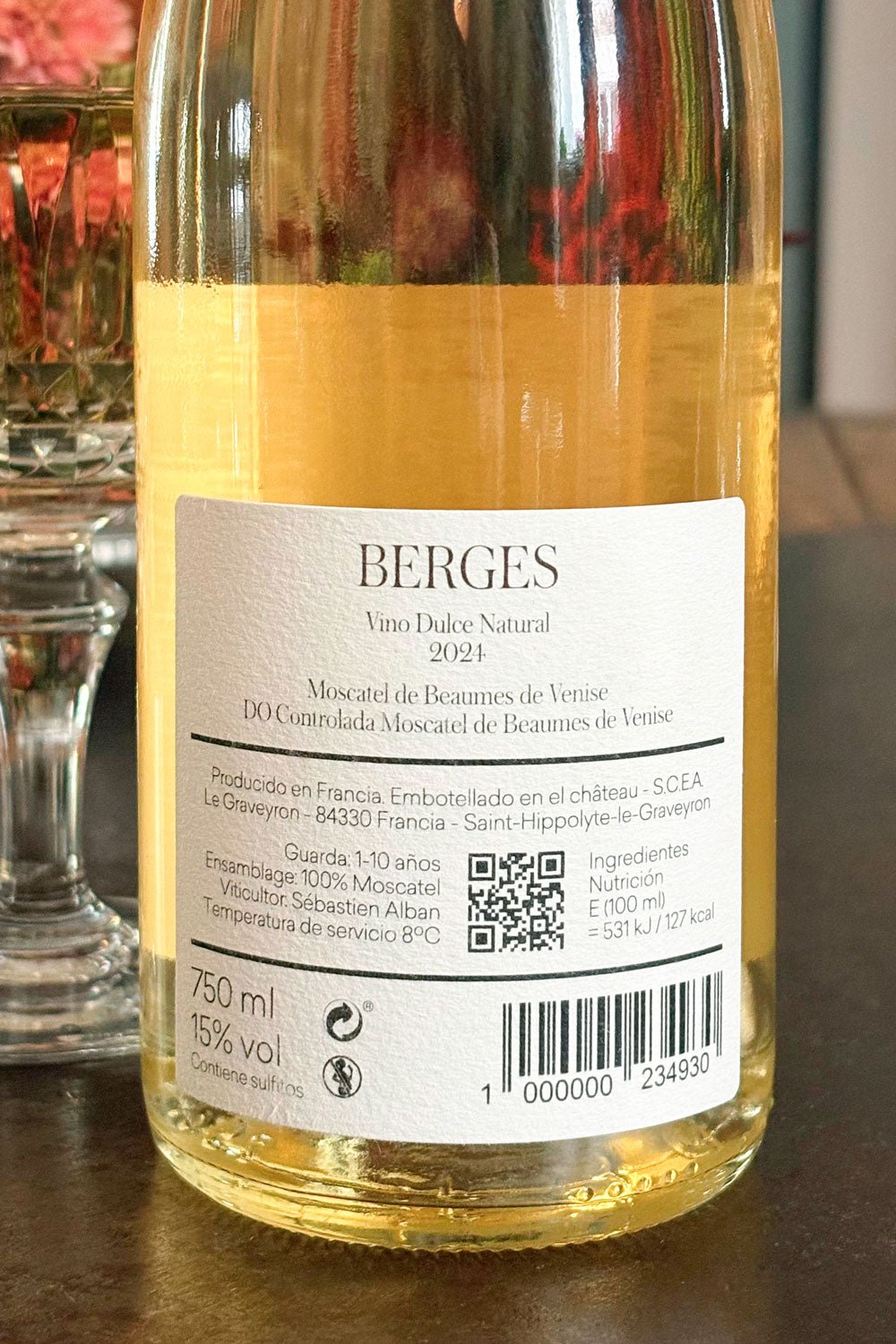 Detalle Vino Moscatel Berges De Beaumes De Venise 2024 Cristina Oria
