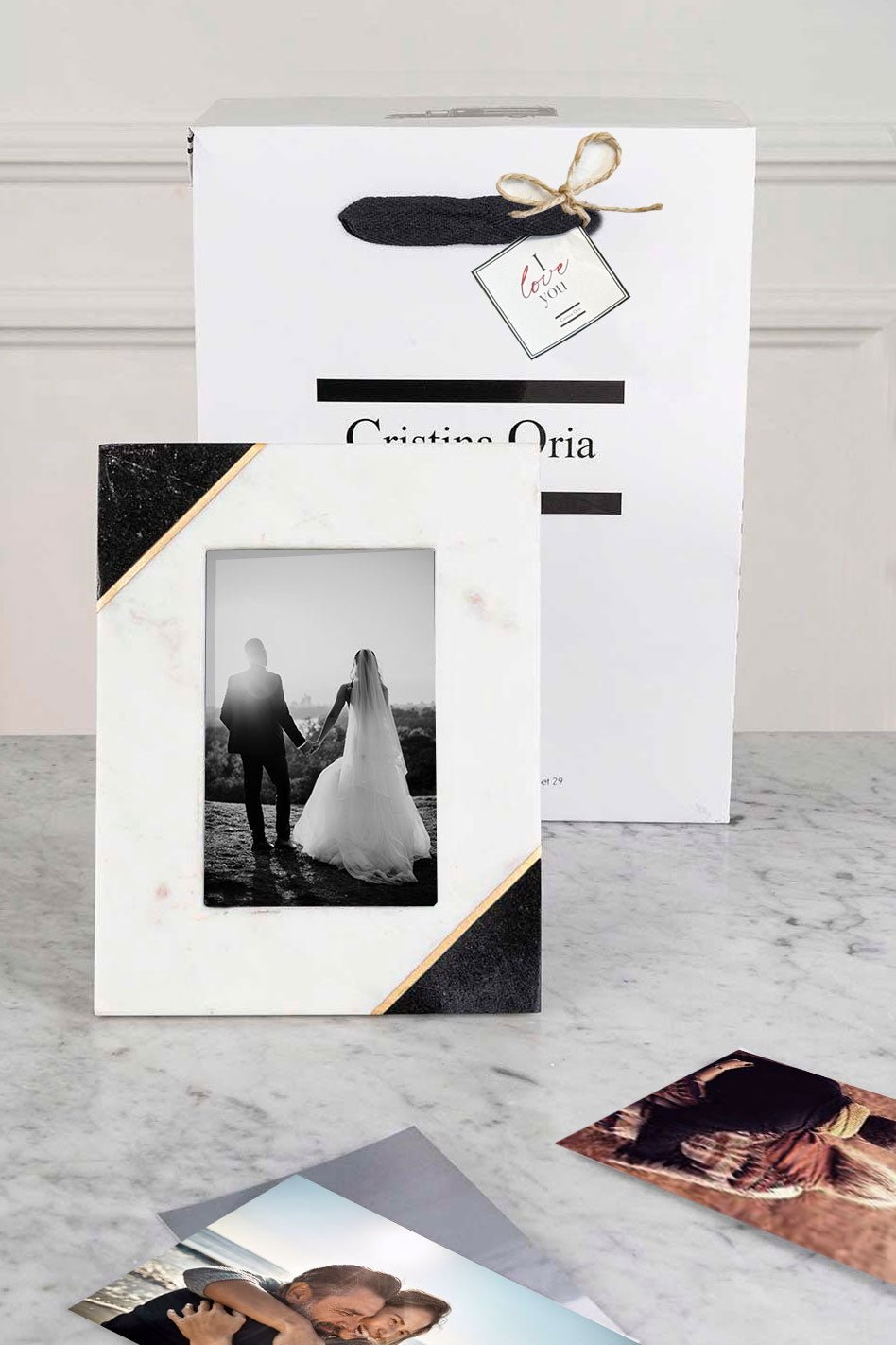 Bolsa Marco De Fotos De Mármol Personalizado Especial San Valentín Cristina Oria